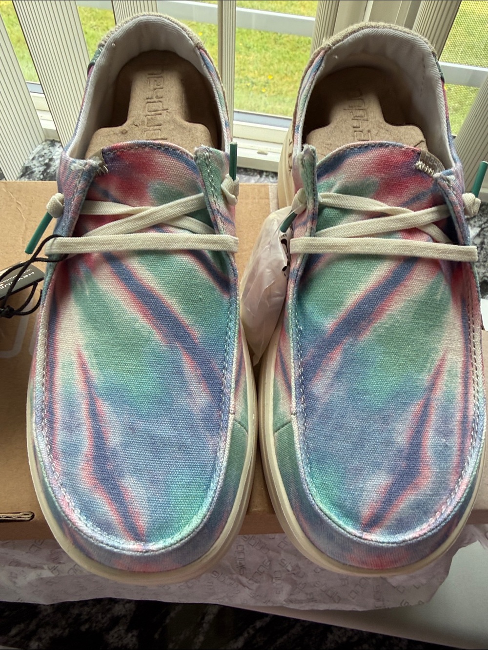 NWT Hey Dude Tie-Dye Pastel Canvas Shoes - Pink, Blue, Mint